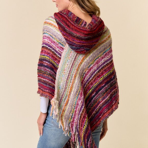 ON BLUE Pink & Ruby Hooded Poncho - Picture 12 of 13